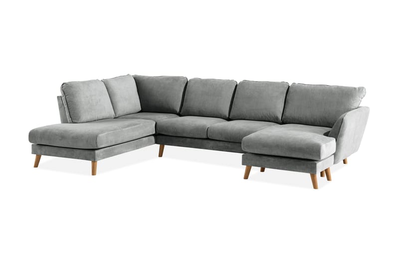 Trend Lyx 4-personers Venstrevendt U-formet Sofa med Divan og Chaiselong i Stof - Grå - Møbler - Sofaer - U Sofa