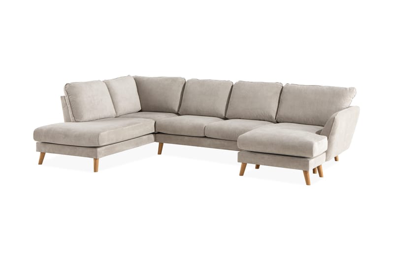 Trend Lyx 4-personers Venstrevendt U-formet Sofa med Divan og Chaiselong i Stof - Beige - Møbler - Sofaer - U Sofa