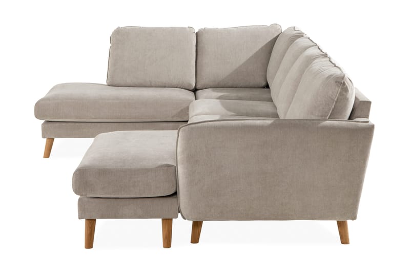 Trend Lyx 4-personers Venstrevendt U-formet Sofa med Divan og Chaiselong i Stof - Beige - Møbler - Sofaer - U Sofa