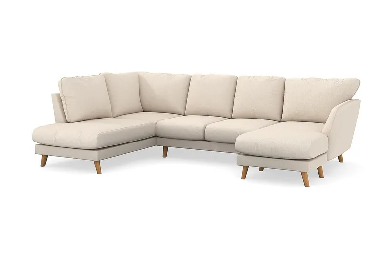 Trend Lyx 4-personers Højrevendt U-formet Sofa med Divan og Chaiselong i Manchester - Beige - Møbler - Sofaer - U Sofa