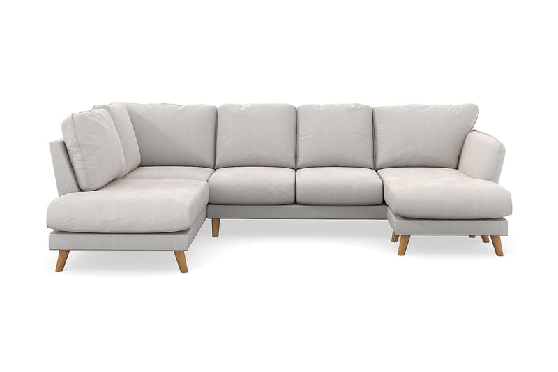 Trend Lyx U-Sofa med Chaiselong Højre - Hvid Velour - U Sofa