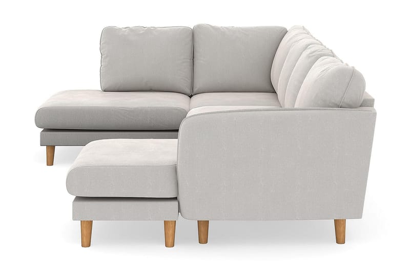 Trend Lyx U-Sofa med Chaiselong Højre - Hvid Velour - U Sofa