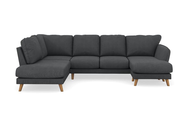 Trend Lyx U-Sofa med Chaiselong Højre - Mørkegrå Jernbanefløjl - Møbler - Sofaer - U Sofa