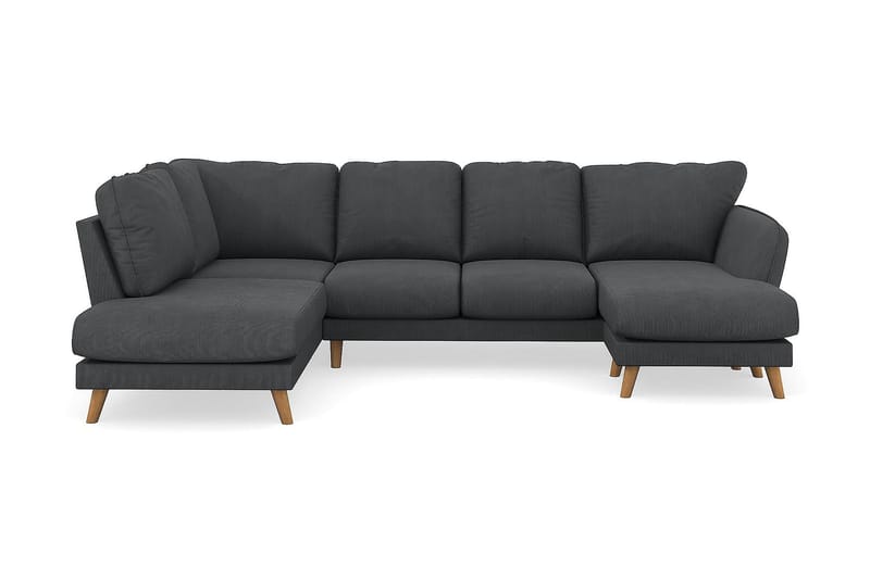 Trend Lyx U-Sofa med Chaiselong Højre - Mørkegrå Jernbanefløjl - U Sofa