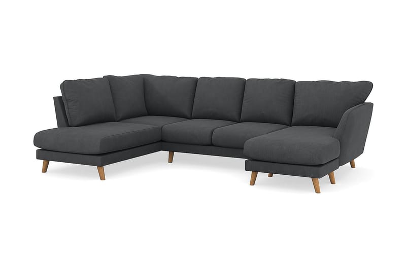 Trend Lyx U-Sofa med Chaiselong Højre - Mørkegrå Jernbanefløjl - U Sofa