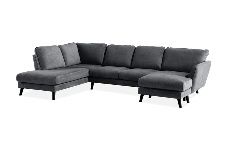 Trend Lyx U-Sofa med Chaiselong Højre - Mørkegrå - U Sofa