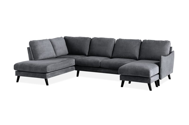 Trend Lyx U-Sofa med Chaiselong Højre - Mørkegrå - U Sofa