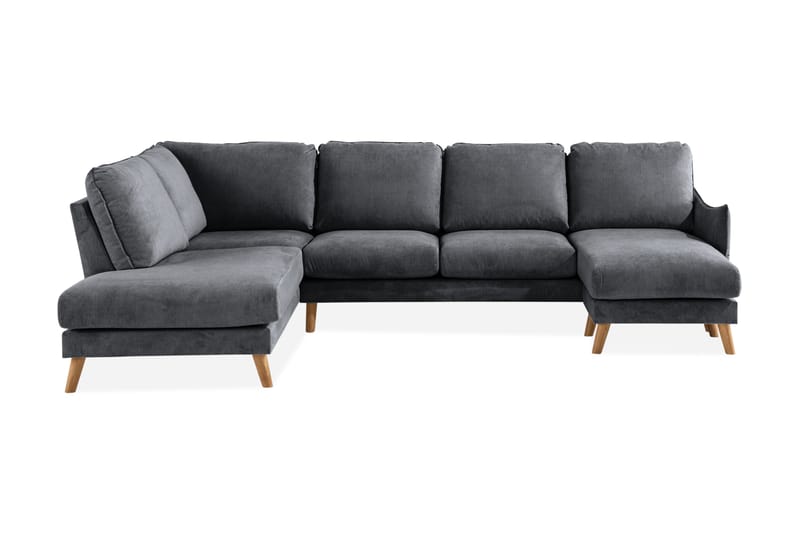 Trend Lyx U-Sofa med Chaiselong Højre - Mørkegrå/Eg - U Sofa