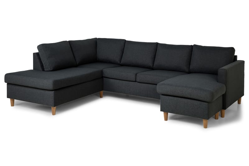 Zero U-sofa med Chaiselong Højre - Mørkegrå - U Sofa