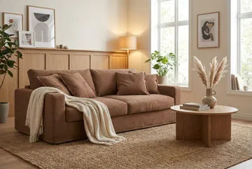 Valencia ekstra dyb 3-personers sofa med aftageligt og vaskbart betræk - Rustrødbrun - Møbler - Sofaer - 3 personers sofa