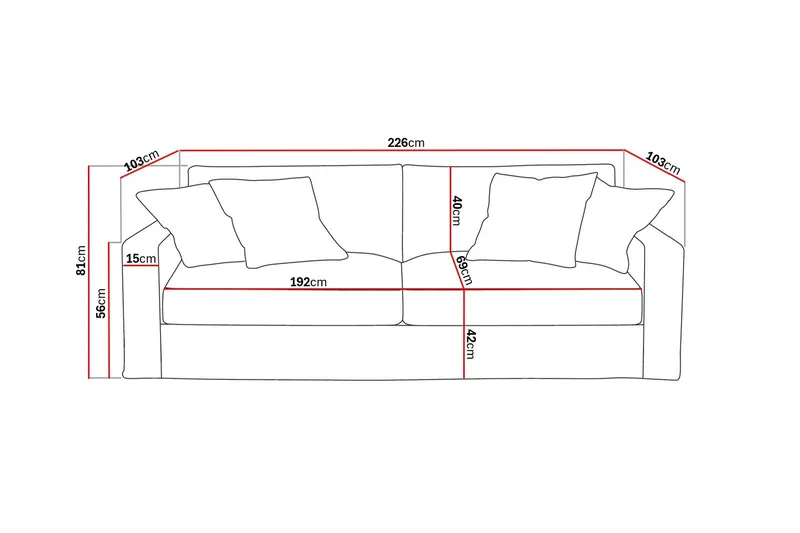 Valencia ekstra dyb 3-personers sofa med aftageligt og vaskbart betræk - Mørkebrun - Møbler - Sofaer - 3 personers sofa