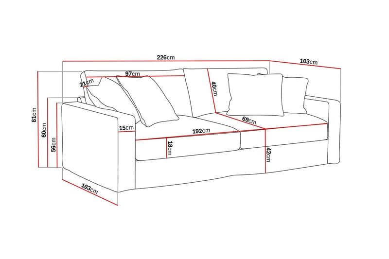 Valencia Ekstra dyb 3-personers sofa med aftageligt og vaskbart betræk - Beige - Møbler - Sofaer - 3 personers sofa