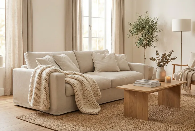 Valencia Ekstra dyb 3-personers sofa med aftageligt og vaskbart betræk - Beige - Møbler - Sofaer - 3 personers sofa