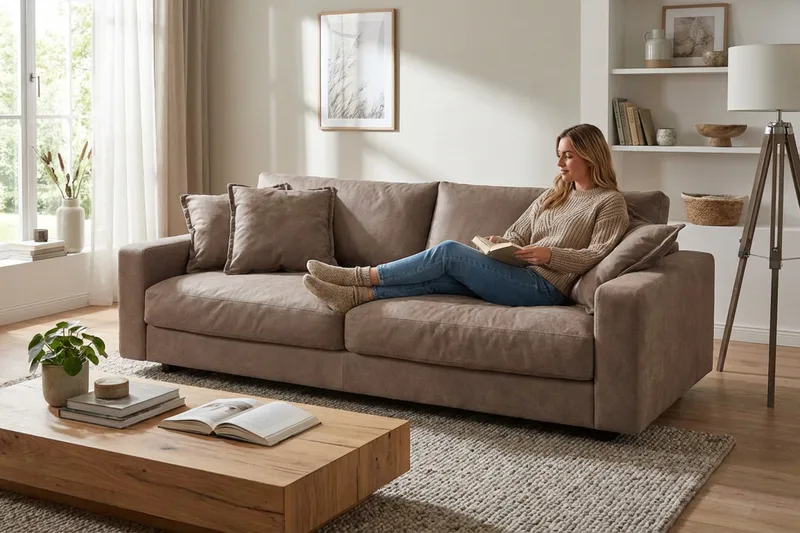 Valencia Ekstra Dyb 3-personers Sofa i Chenille - Mørkebrun - Møbler - Sofaer - 3 personers sofa
