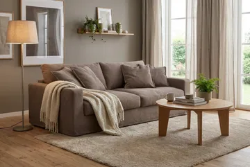 Valencia ekstra dyb 3-personers sofa med aftageligt og vaskbart betræk - Mørkebrun - Møbler - Sofaer - 3 personers sofa