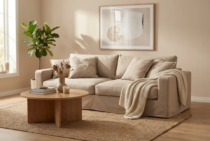 Valencia ekstra dyb 3-personers sofa med aftageligt og vaskbart betræk - Lysebrun - Møbler - Sofaer - 3 personers sofa
