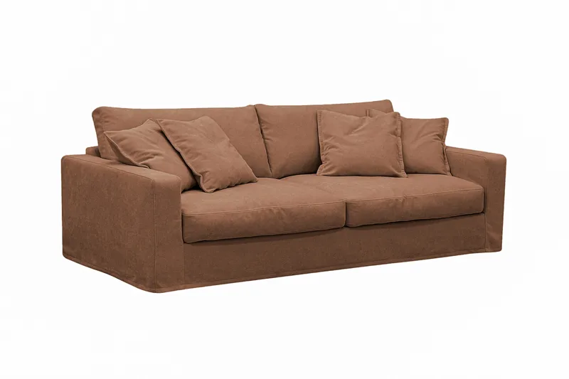 Valencia Extra Dyb 3-personers sofa + lænestol med aftageligt og vaskbart betræk - Rødbrun - Møbler - Sofaer - Sofagrupper