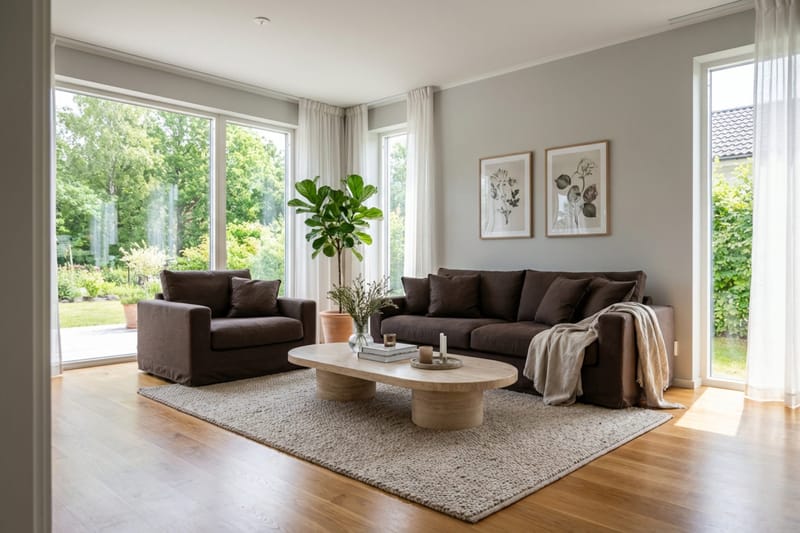 Valencia Extra Dyb 3-personers sofa + lænestol med aftageligt og vaskbart betræk - Mørkebrun - Møbler - Sofaer - Sofagrupper