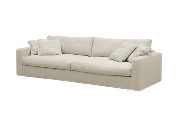 Valencia Extra Dyb 4-personers Sofa i Chenille med Løst Betræk - Beige - Møbler - Sofaer - 4 personers sofa