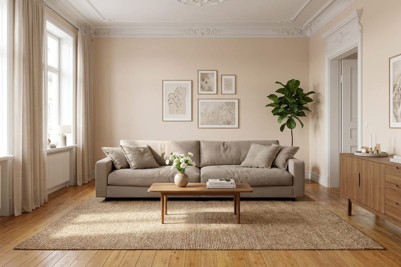 Valencia Extra Dyb 4-personers Sofa i Chenille - Brun - Møbler - Sofaer - 4 personers sofa
