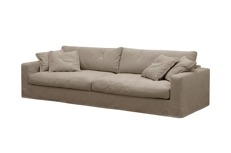 Valencia Extra Dyb 4-personers Sofa i Stof med Løst Betræk - Sandbeige - Møbler - Sofaer - 4 personers sofa