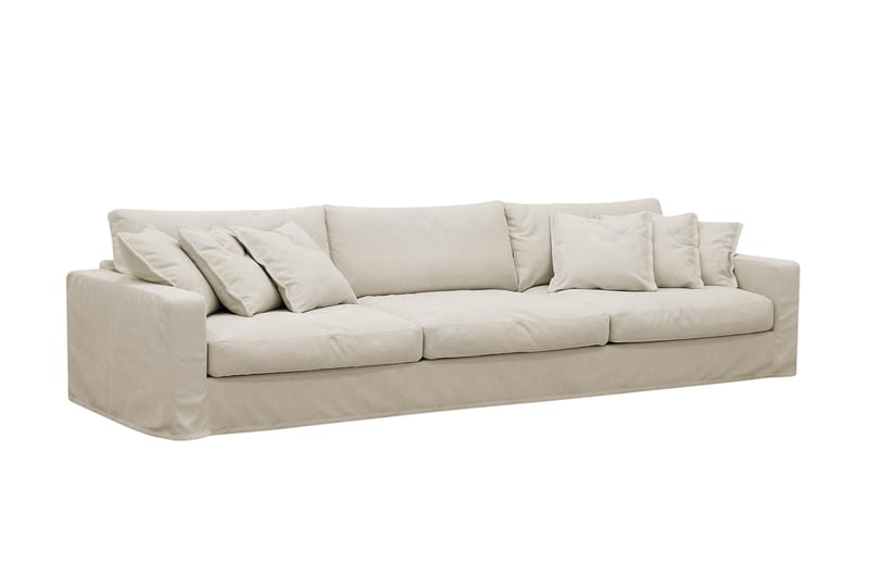 Valencia Extra Dyb 5-personers sofa + fodskammel med aftageligt og vaskbart betræk - Beige - Møbler - Sofaer