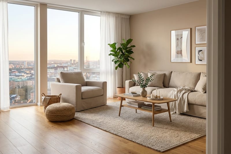 Valencia Extra Dyb 5-personers sofa + lænestol med aftageligt og vaskbart betræk - Lysebrun - Møbler - Sofaer - Sofagrupper