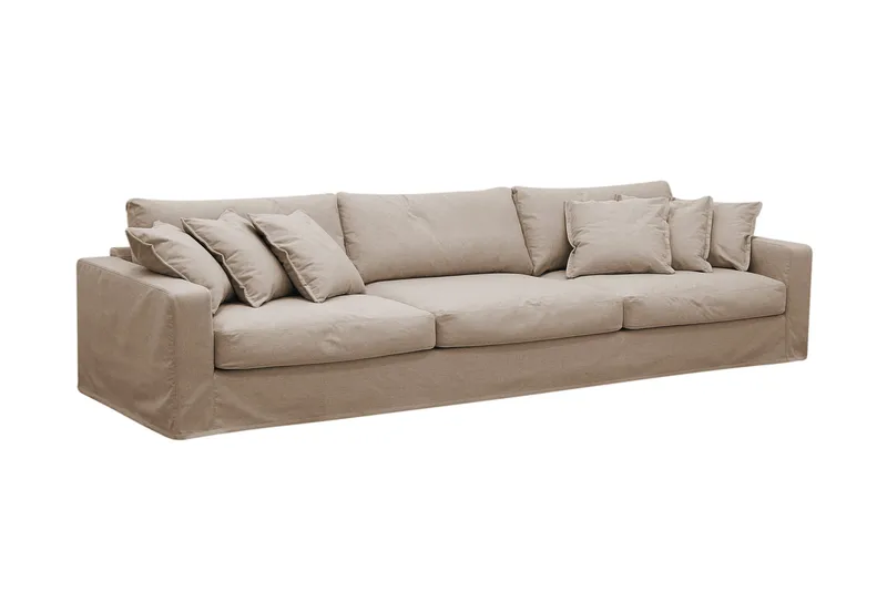 Valencia Extra Dyb 5-personers sofa + lænestol med aftageligt og vaskbart betræk - Lysebrun - Møbler - Sofaer - Sofagrupper