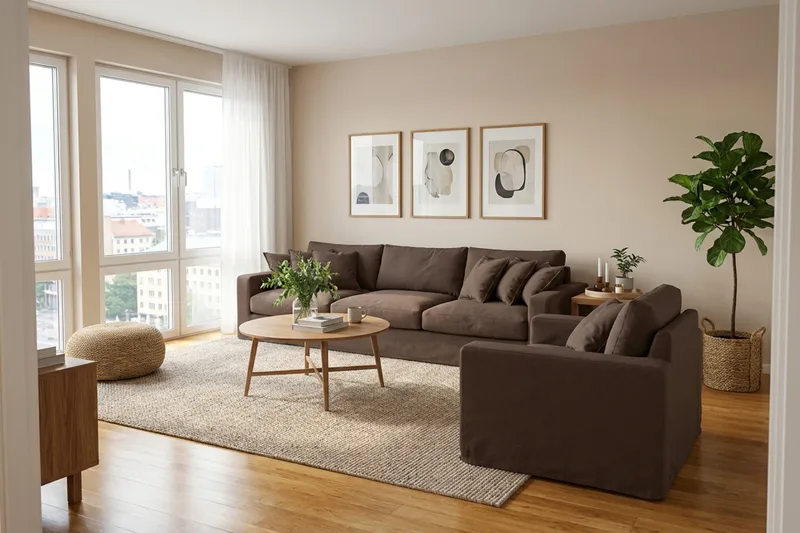 Valencia Extra Dyb 5-personers sofa + lænestol med aftageligt og vaskbart betræk - Mørkebrun - Møbler - Sofaer - Sofagrupper