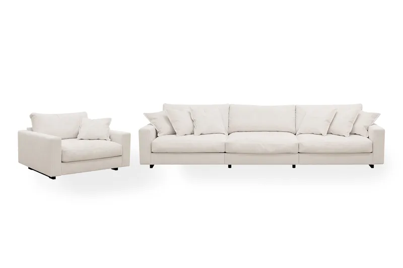 Valencia sofaarrangement ekstra dyb 5-personers sofa + lænestol, Offwhite