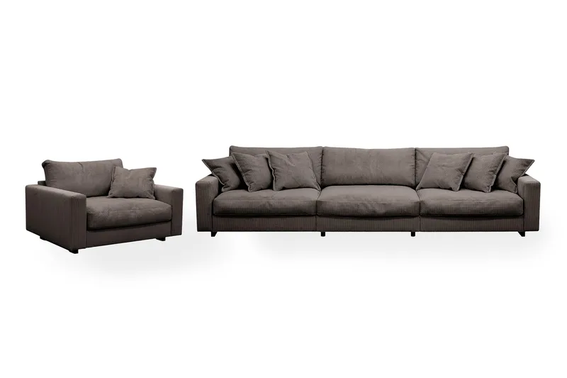 Valencia sofaarrangement ekstra dyb 5-personers sofa + lænestol, Brun