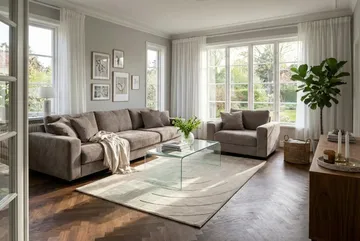 Valencia sofaarrangement ekstra dyb 5-personers sofa + lænestol i chenille - Brun - Møbler - Sofaer - Sofagrupper