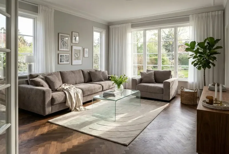 Valencia sofaarrangement ekstra dyb 5-personers sofa + lænestol i chenille - Brun - Møbler - Sofaer - Sofagrupper