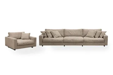 Valencia sofaarrangement ekstra dyb 5-personers sofa + lænestol i chenille