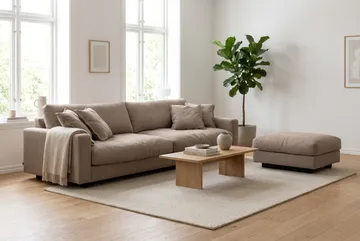 Valencia Sofagruppe Ekstra Dyb 3,5-personers Sofa + Fodskammel - Mørkebrun - Møbler - Sofaer - Sofagrupper