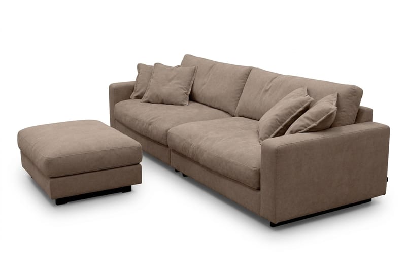 Valencia Sofagruppe Ekstra Dyb 3,5-personers Sofa + Fodskammel - Mørkebrun - Møbler - Sofaer - Sofagrupper