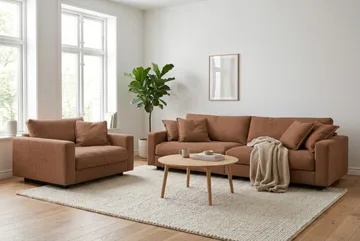 Valencia Sofagruppe Ekstra Dyb 4-personers Sofa + Lænestol - Rustrødbrun - Møbler - Sofaer - Sofagrupper