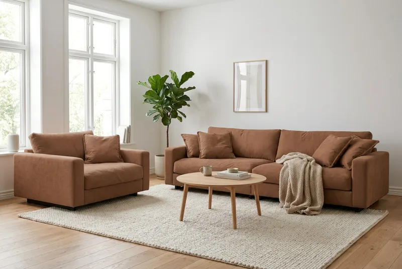 Valencia Sofagruppe Ekstra Dyb 4-personers Sofa + Lænestol - Rustrødbrun - Møbler - Sofaer - Sofagrupper