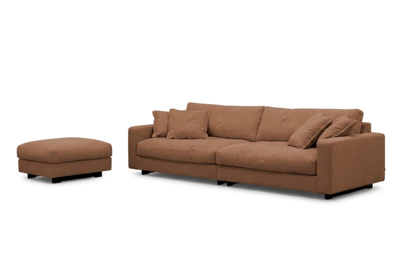 Valencia Sofagruppe Ekstra Dyb 4-personers Sofa + Fodskammel - Rustrødbrun - Møbler - Sofaer - Sofagrupper