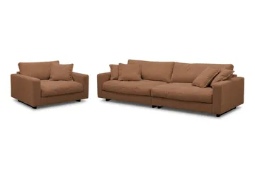 Valencia Sofagruppe Ekstra Dyb 4-personers Sofa + Lænestol - Rustrødbrun - Møbler - Sofaer - Sofagrupper