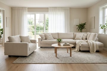 Valencia Sofagruppe Ekstra Dyb 4-personers Chaiselong Højre + Lænestol - Beige - Møbler - Sofaer - Sofagrupper