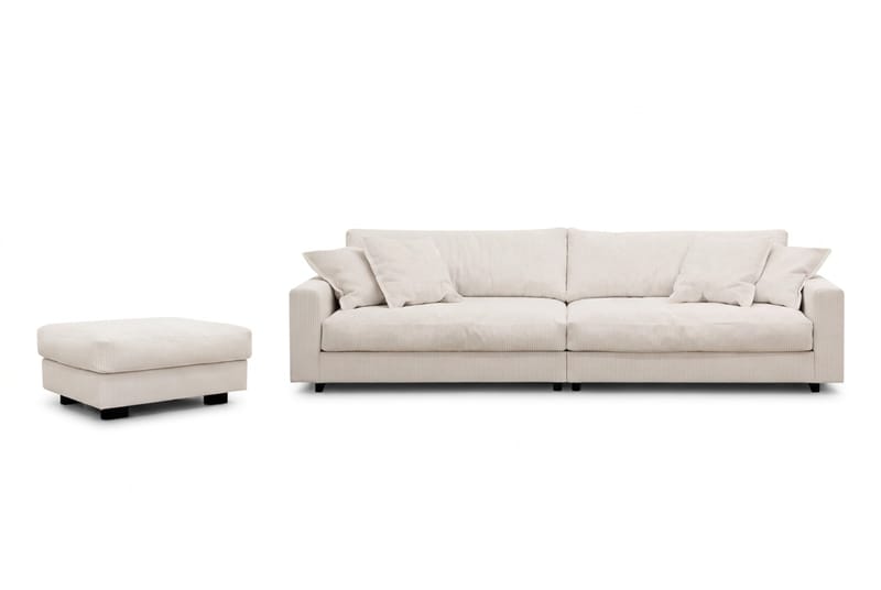 Valencia Sofagruppe Ekstra Dyb 4-personers Sofa + Fodskammel, Offwhite