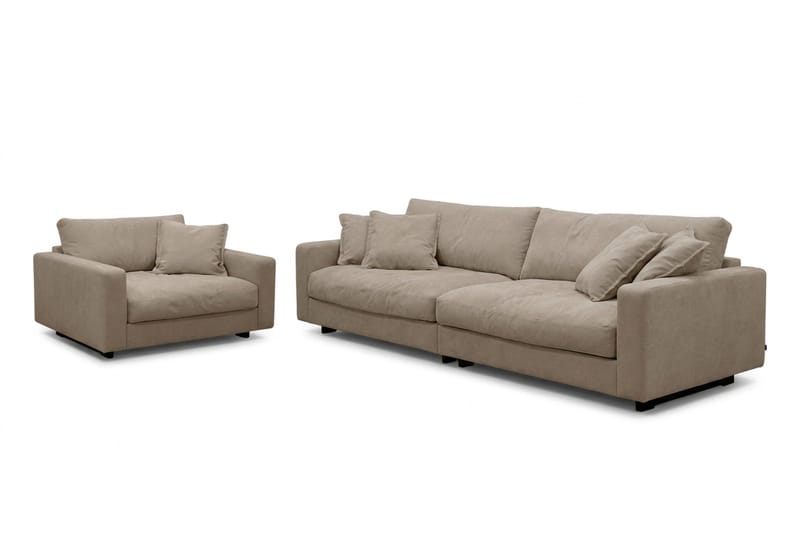 Valencia Sofagruppe Ekstra Dyb 4-personers Sofa + Lænestol - Brun - Møbler - Sofaer - Sofagrupper