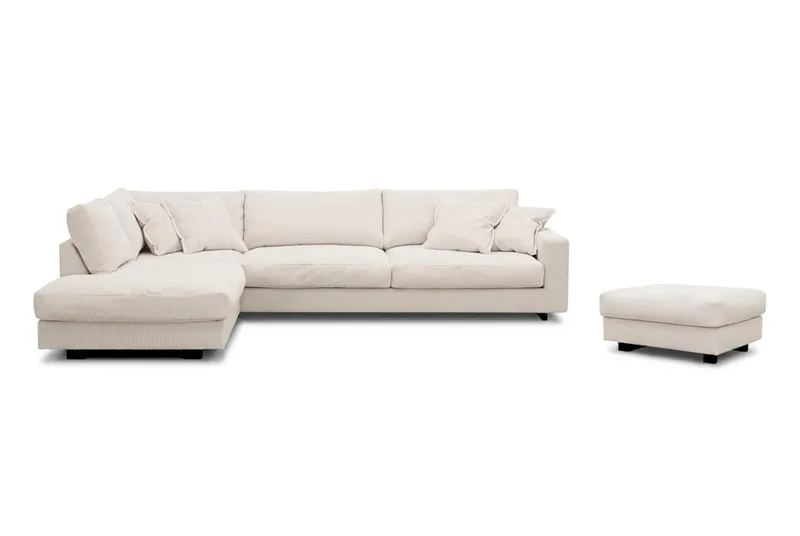 Valencia Sofagruppe Ekstra Dyb 4-personers Chaiselong Venstre + Fodskammel, Offwhite