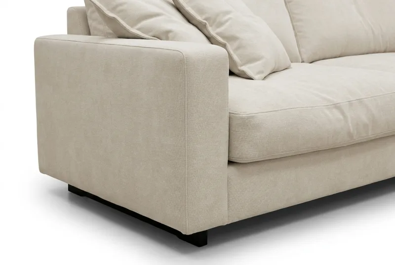 Valencia Sofagruppe Ekstra Dyb 4-personers Chaiselong Højre + Fodskammel - Beige - Møbler - Sofaer - Sofagrupper