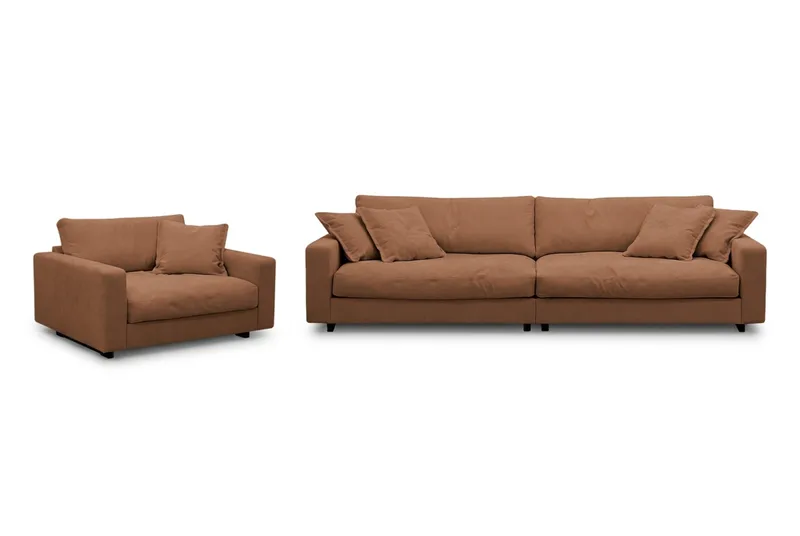 Valencia Sofagruppe Ekstra Dyb 4-personers Sofa + Lænestol, Rustrødbrun
