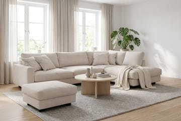 Valencia Sofagruppe Ekstra Dyb 4-personers Chaiselong Højre + Fodskammel - Offwhite - Møbler - Sofaer - Sofagrupper