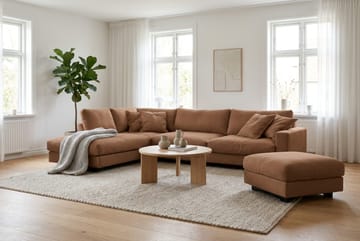Valencia Sofagruppe Ekstra Dyb 4-personers Chaiselong Venstre + Fodskammel - Rustrødbrun - Møbler - Sofaer - Sofagrupper