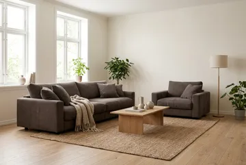 Valencia Sofagruppe Ekstra Dyb 4-personers Sofa + Lænestol - Taupe - Møbler - Sofaer - Sofagrupper