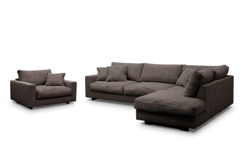 Valencia Sofagruppe Ekstra Dyb 4-personers Chaiselong Højre + Lænestol - Taupe - Møbler - Sofaer - Sofagrupper